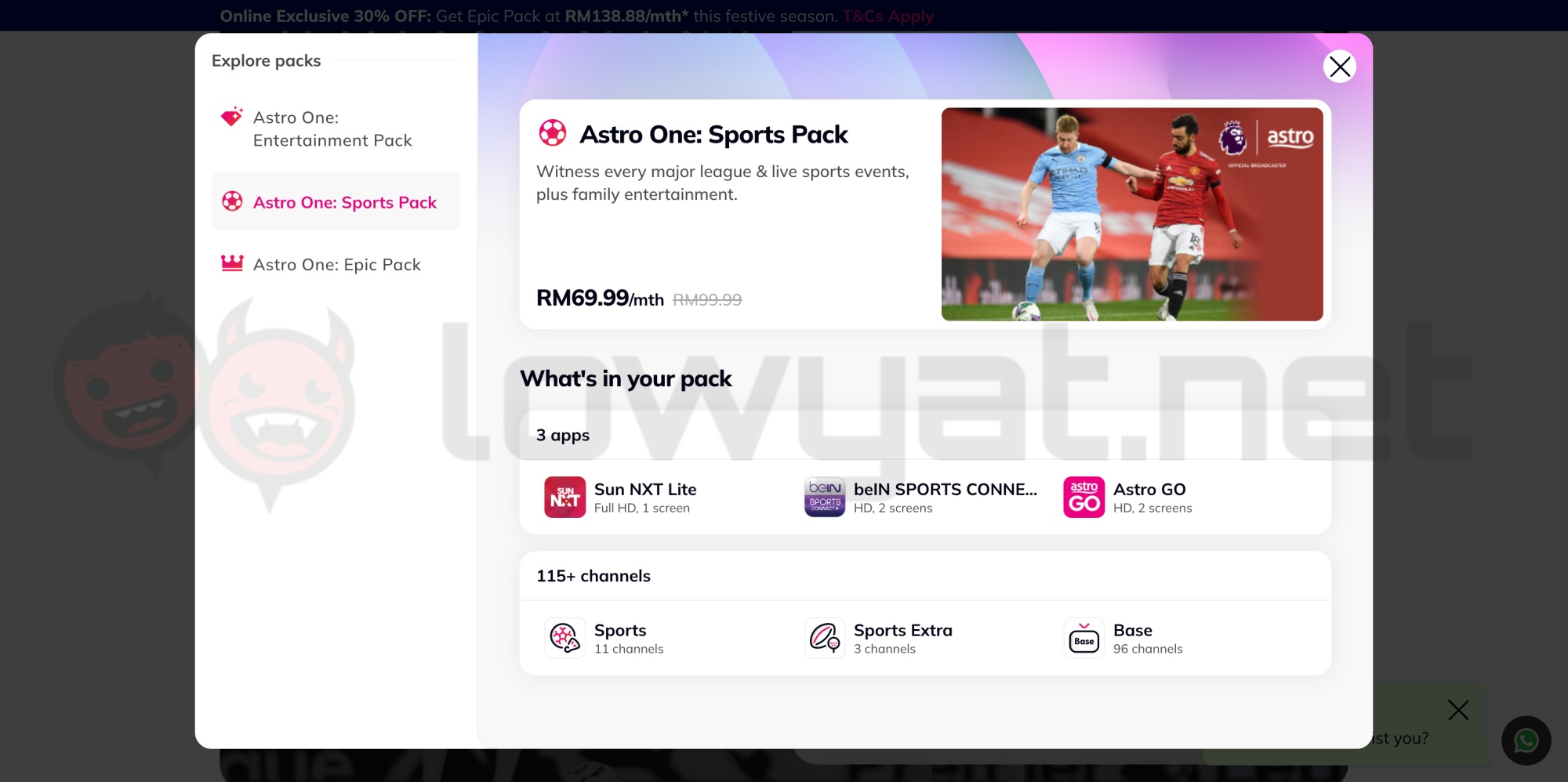 astro one sports epic pack promo feb 2026