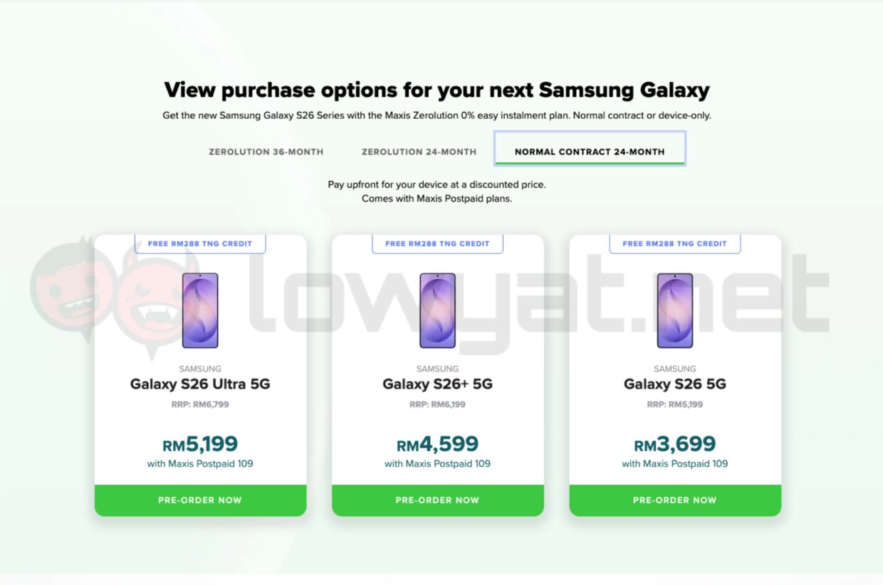amsung galaxy s26 series pre-order maxis yes 5g celcomdigi u mobile