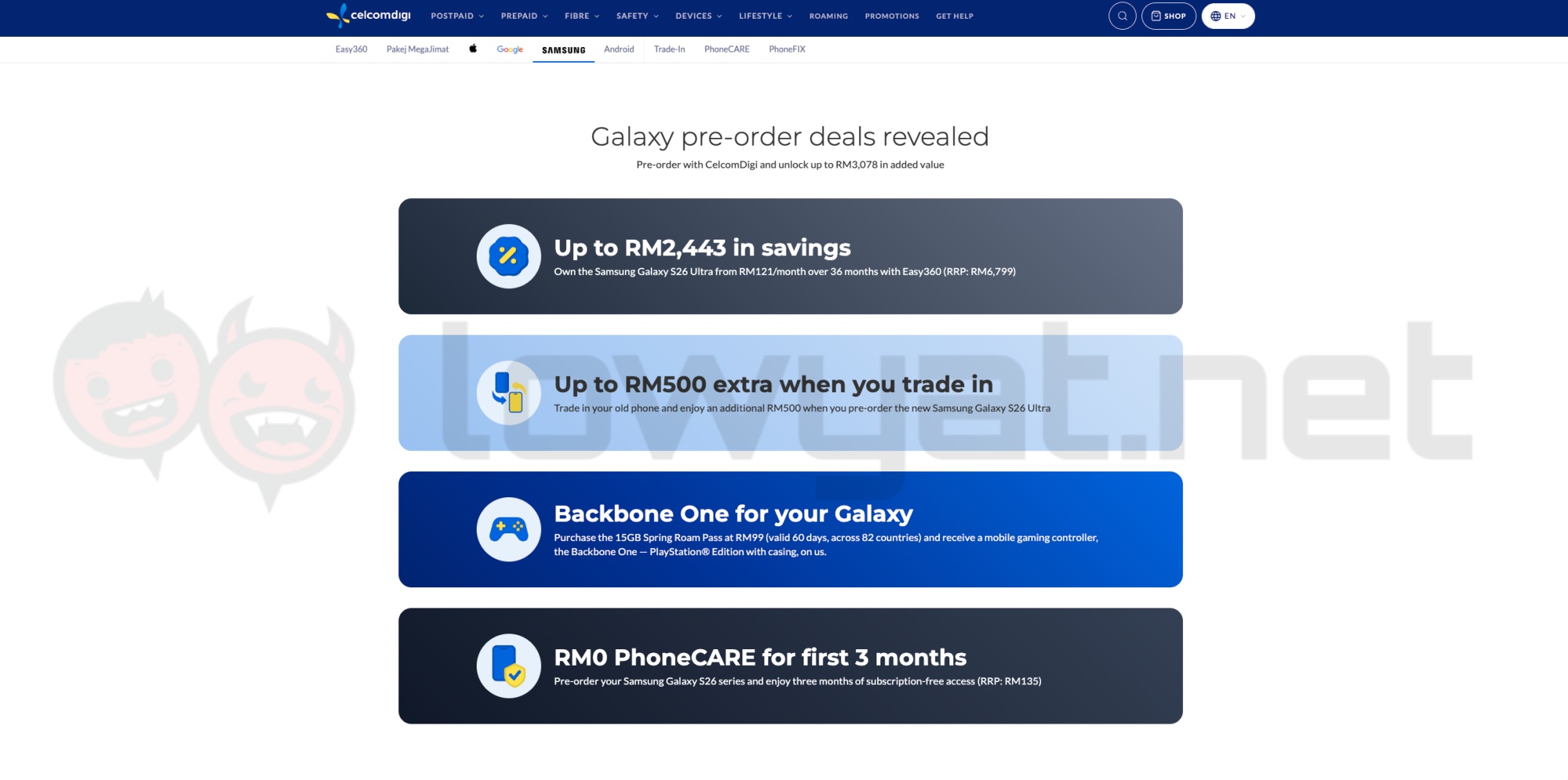 amsung galaxy s26 series pre-order maxis yes 5g celcomdigi u mobile