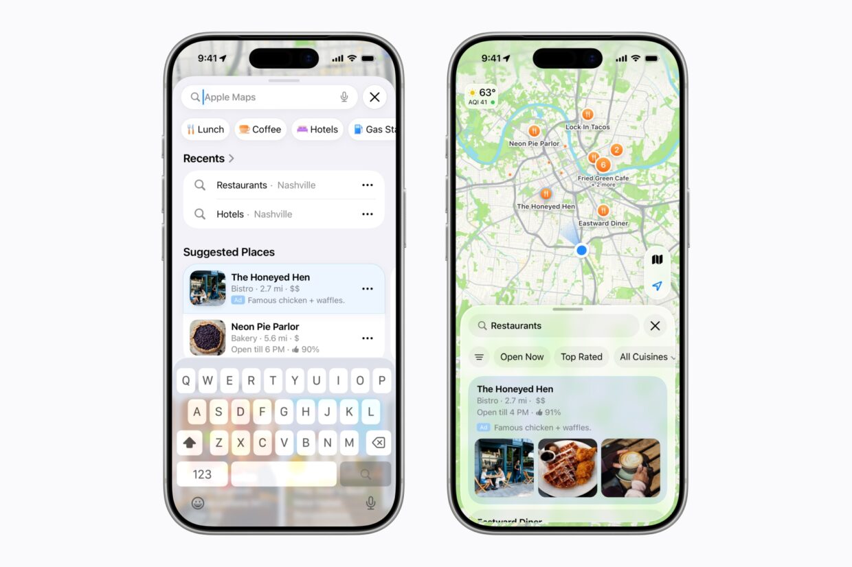 Apple Business ads on Apple Maps