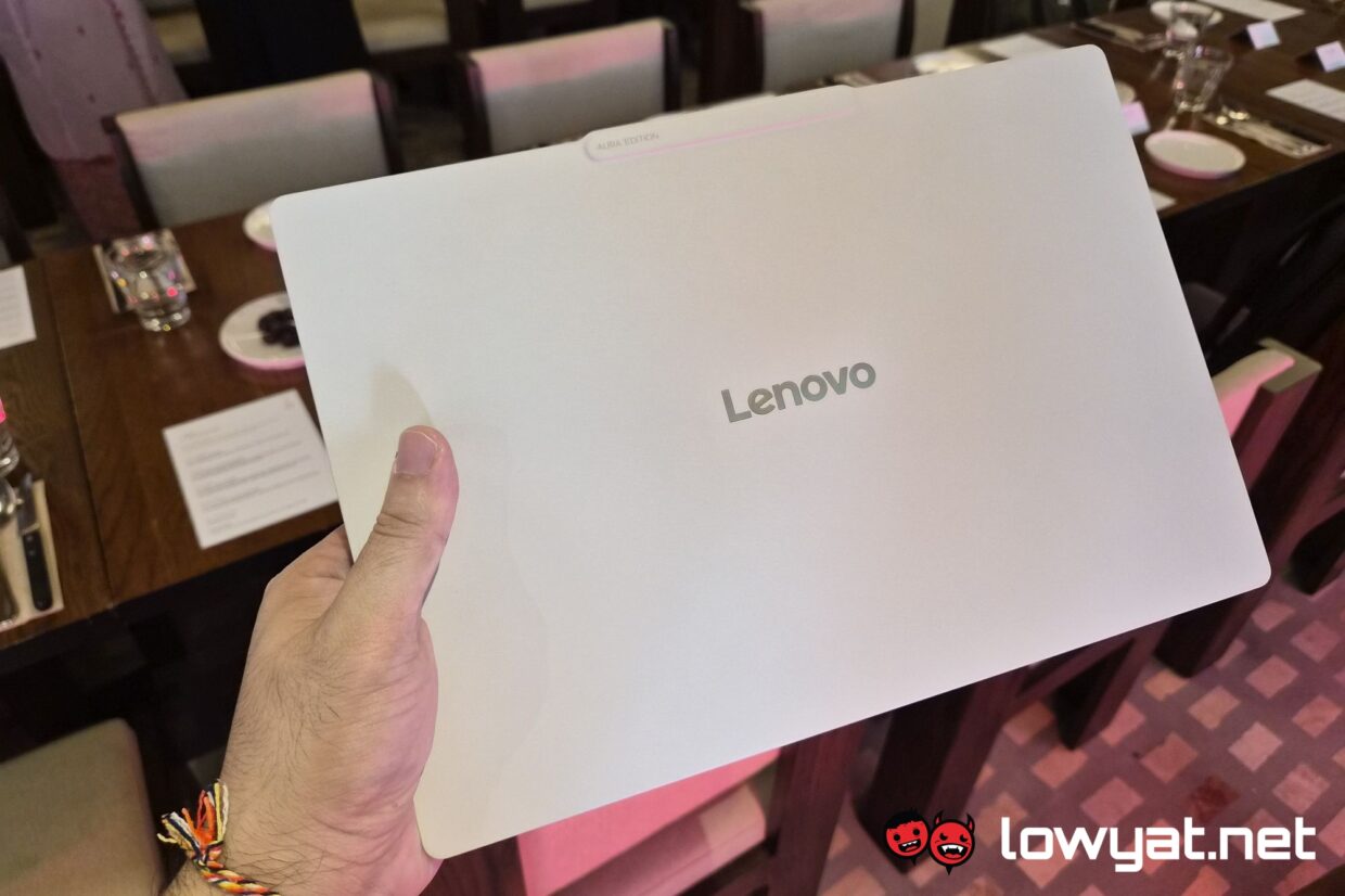 Lenovo Yoga Slim 7i Ultra Aura Edition in hand