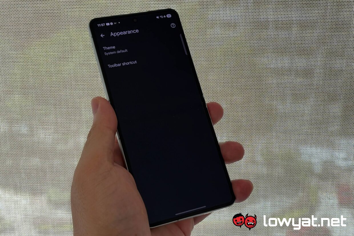 Smsung Galaxy Z Flip7 setting sno bookmark bar