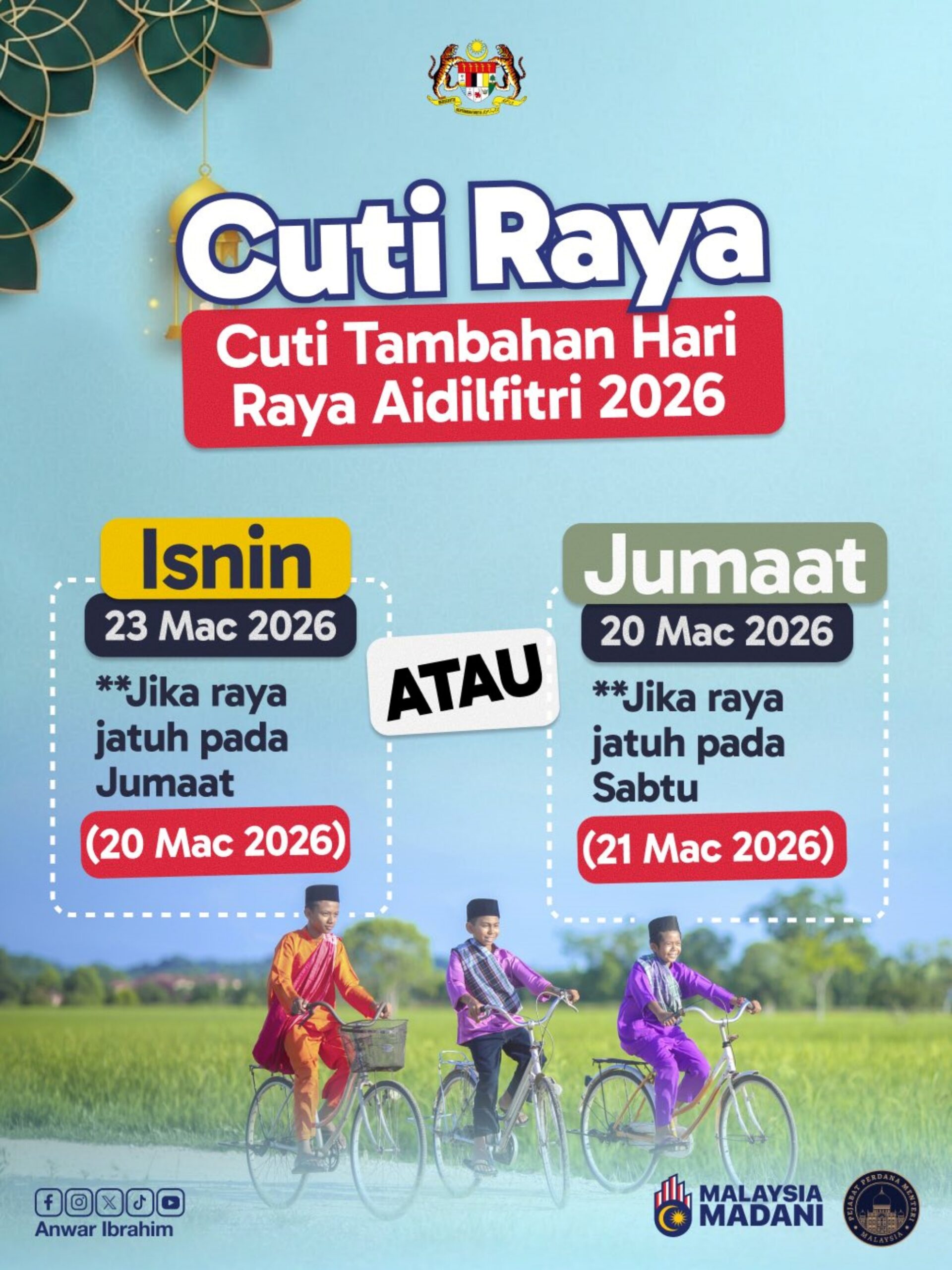 hari raya additional holiday 2026
