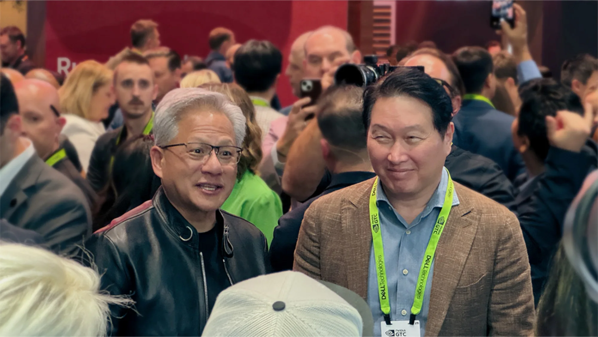 NVIDIA CEO Jensen Huang with SK Group Chairman Chey Tae-won
