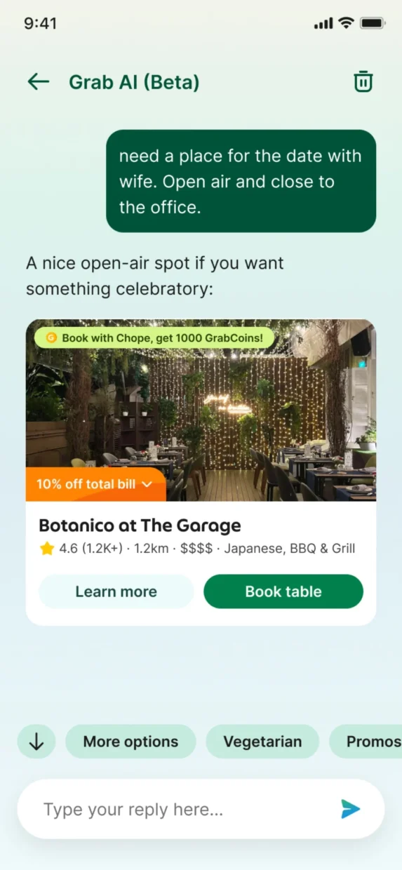 Grab AI Assistant DineOut Shopping Agent