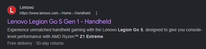 Lenovo Legion GO S Gen 1 Google