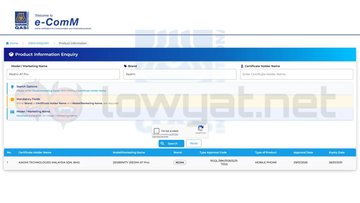 Redmi A7 Pro India Launch SIRIM