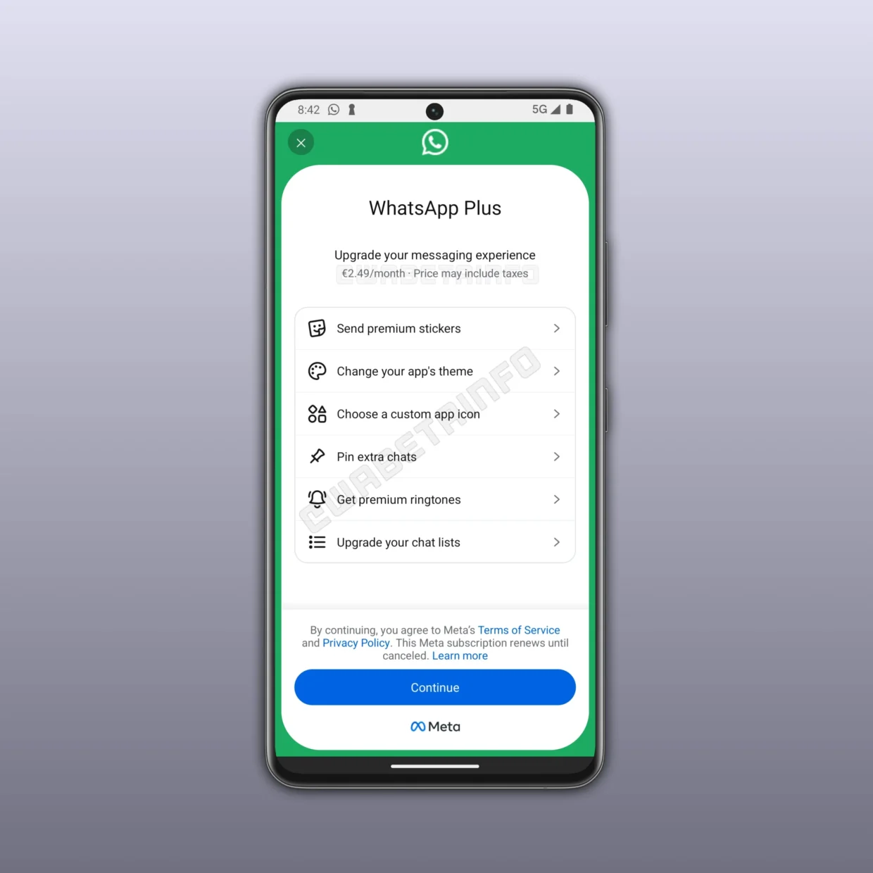 WhatsApp Testing Premium Subscription