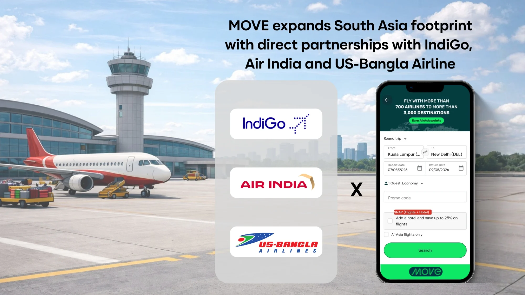 AirAsia MOVE Partners With IndiGo, Air India, US-Bangla Airlines For South Asia Routes