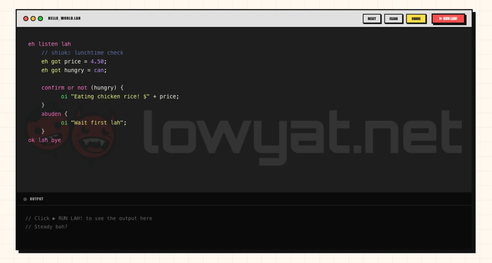 bolehlang lets you code in malaysian bahasa rojak