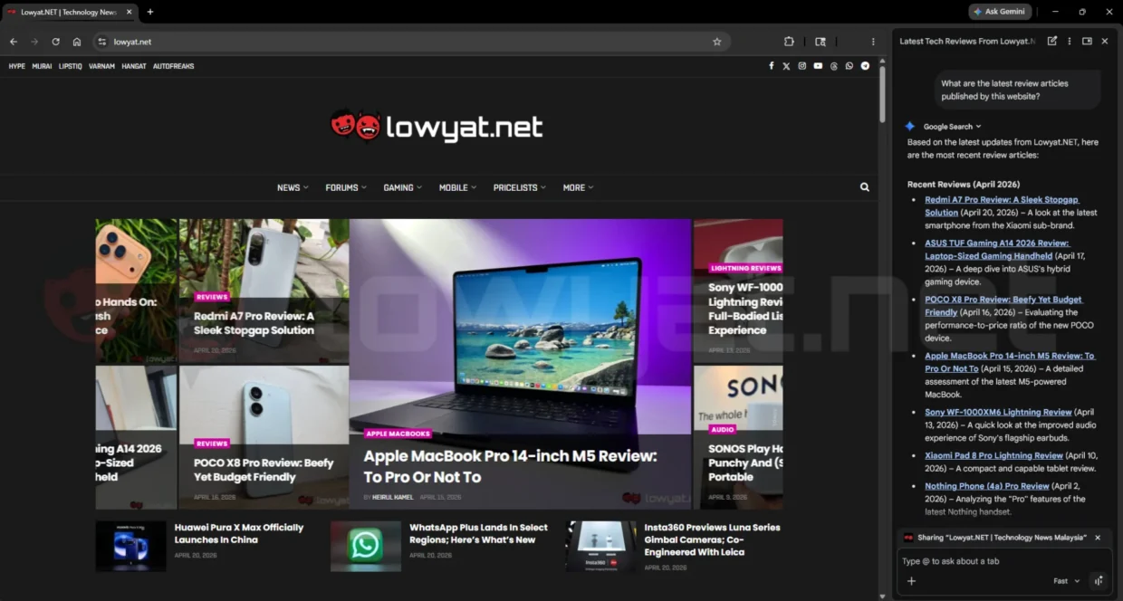 google gemini chrome integration malaysia