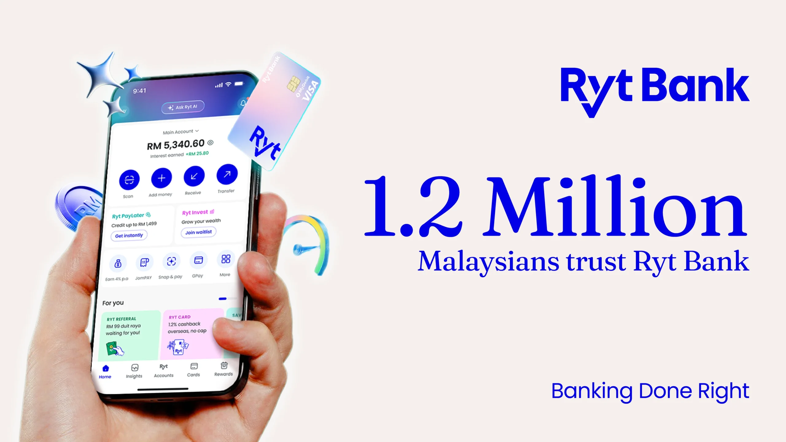 ryt bank paylater on card invest user milestone