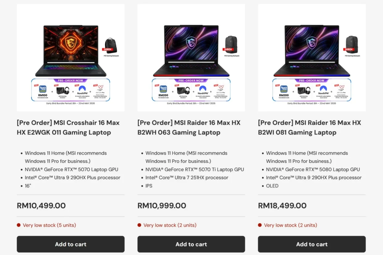 MSI Raider Crosshair 16 Max HX pre-order