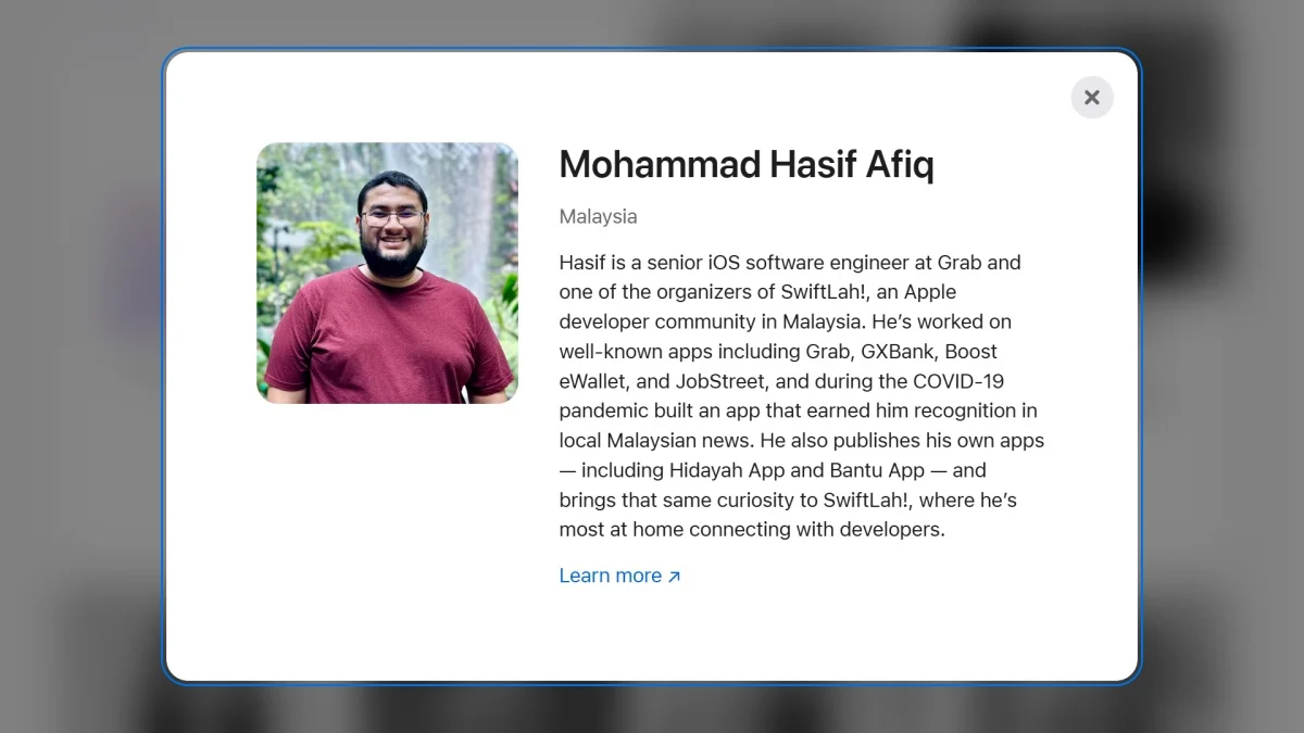 Mohammad Hasif Afiq Apple’s Developer Recognition