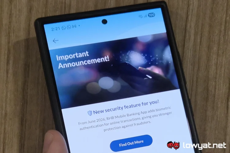 RHB Mobile Banking biometrics notificaiton