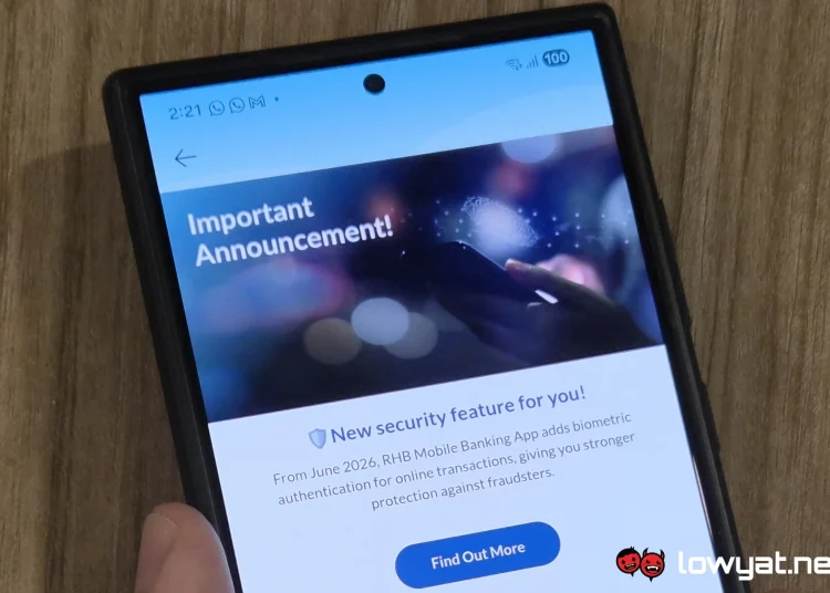 RHB Mobile Banking biometrics notificaiton
