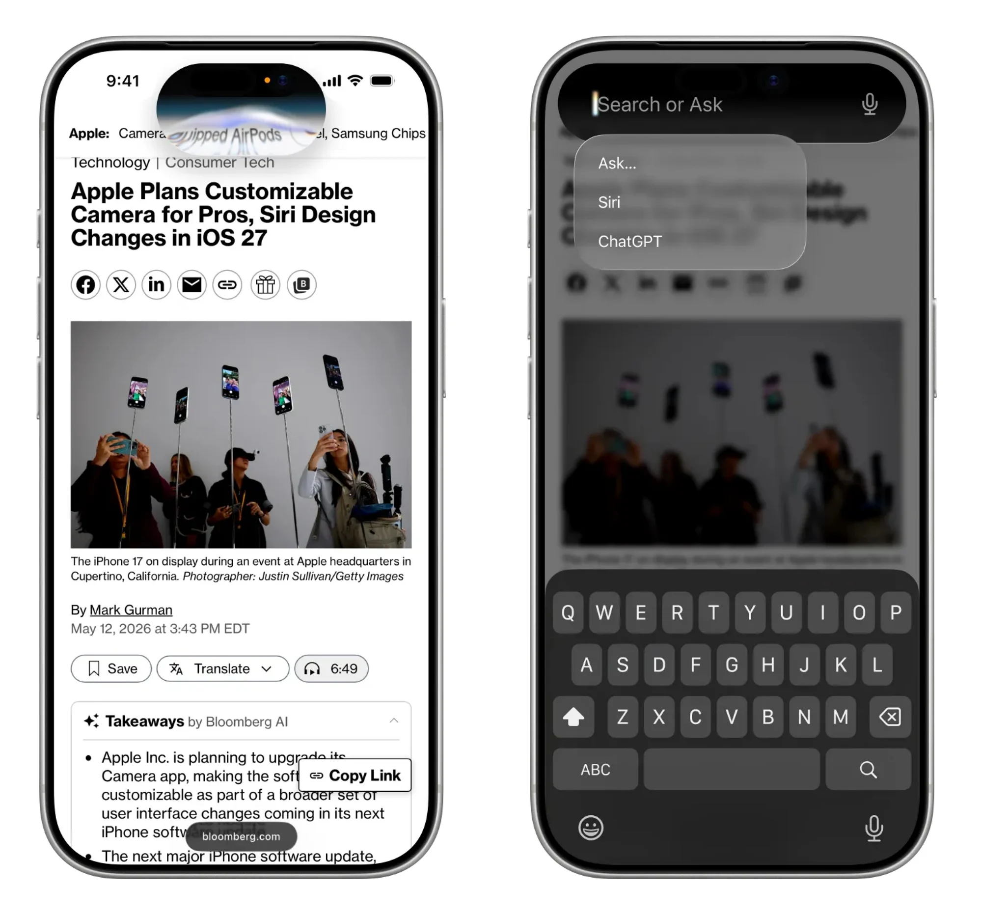Apple iOS 27 Siri leak