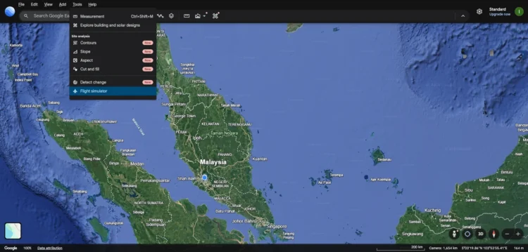Google Earth flight simulator