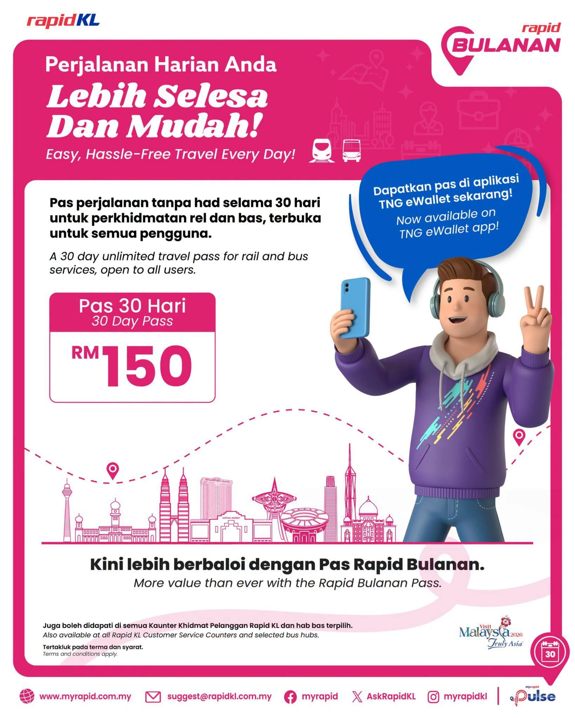 Rapid KL RM150 Monthly Travel Pass Now Available Via TNG eWallet 2 Rapid KL Monthly Pass TNG eWallet
