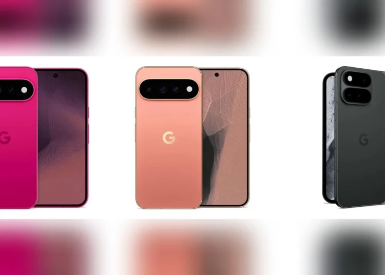 Pixel 11 “Fuchsia”, Pixel 11 Pro "Dune", and Pixel 11 Pro Fold "Midnight" (Left to right) (Image: 9to5Google)