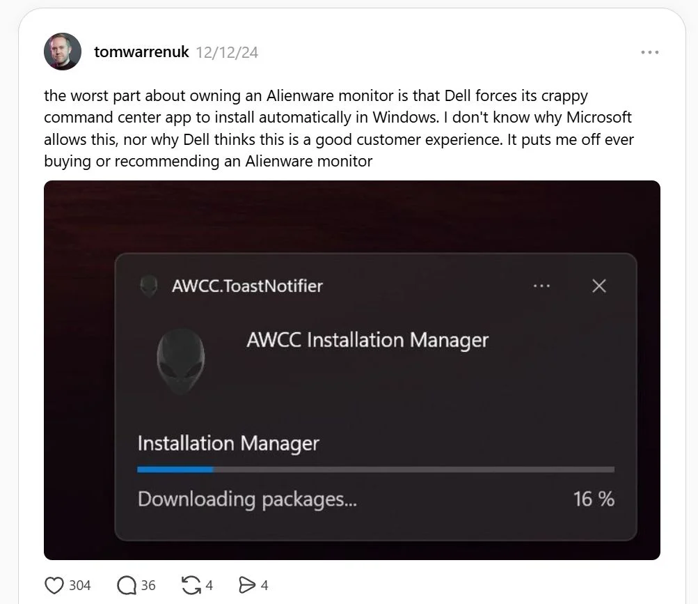 LG And Dell Monitors Caught Silently Installing Malware On User PCs 2 Dell Alienware Monitor Silent Installation 1