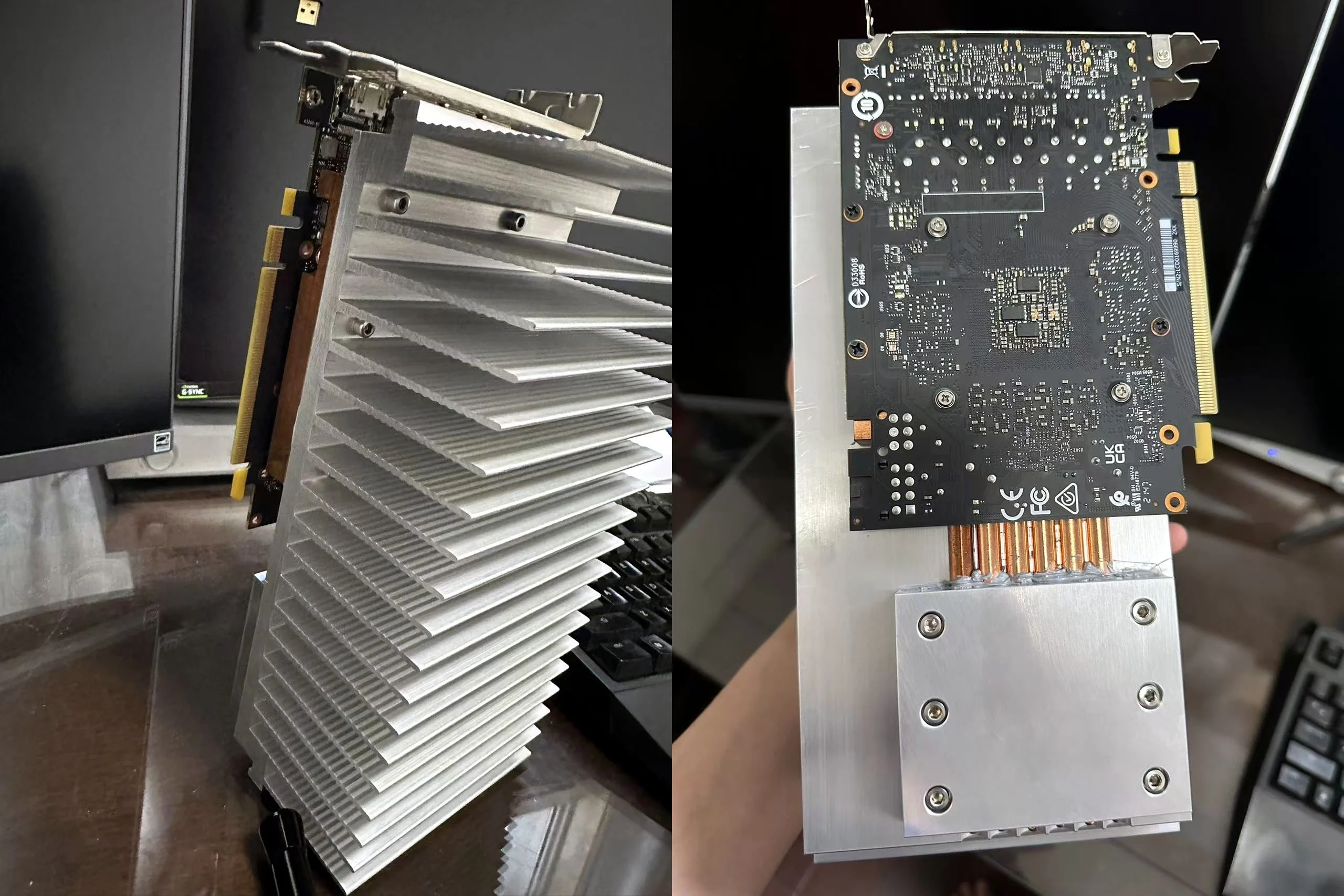 Gamer Slaps 2.5kg Aluminium Heatsink On To RTX 4060 24 Fanless cooling rtx 4060 2.5kg heatsink 4 side