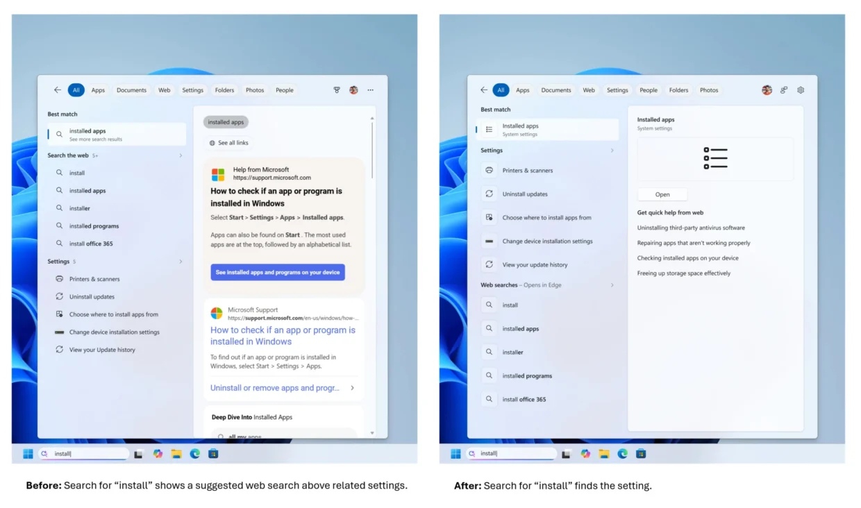 Microsoft Windows Search prioritise local
