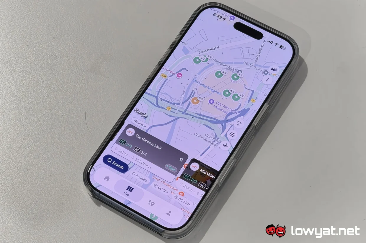 Yinson GreenTech chargEV 2.0 UI preview map