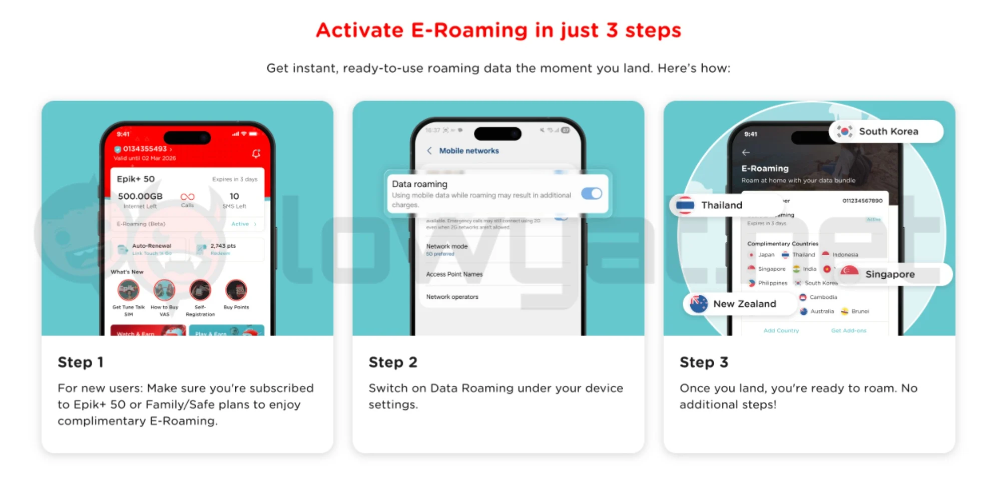 Tune Talk Introduces Free E-Roaming In 13 Countries For Selected Plans 3 tune talk introduces epik e-roaming