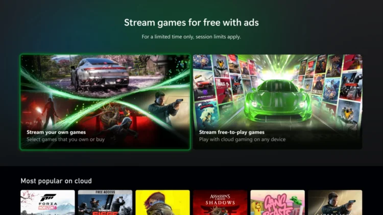 Xbox ad-supported game streaming