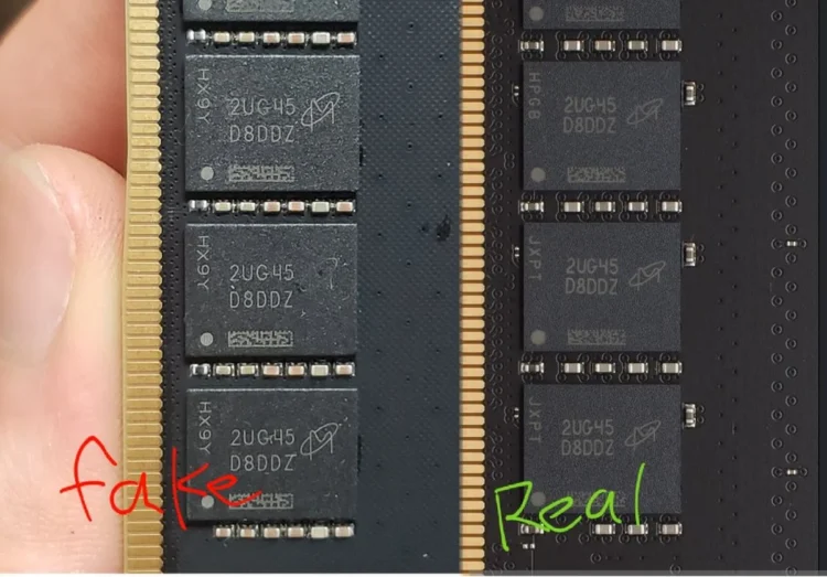 Someone Becomes Victim To Memory Scam; Finds DDR4 Chips With DDR5 Markings 1 Image: X.