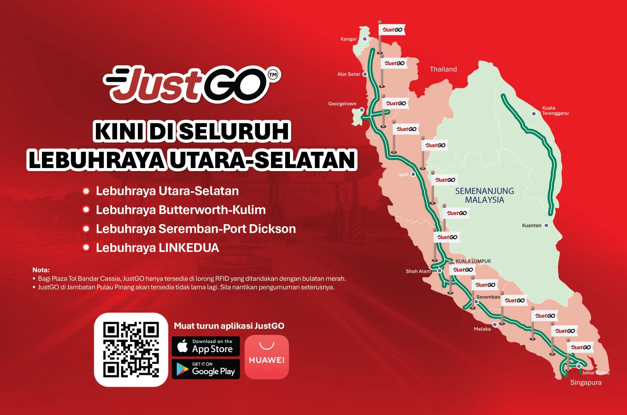 PLUS Expands JustGo ANPR Toll Payment Across Entire North-South Highway 2 justgo plus malaysia expansion