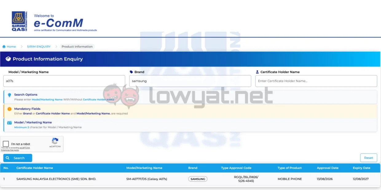 Samsung Galaxy A08, A07s Now Listed On SIRIM; Possibly Launching This Month 2 Samsung Galaxy A07s SIRIM
