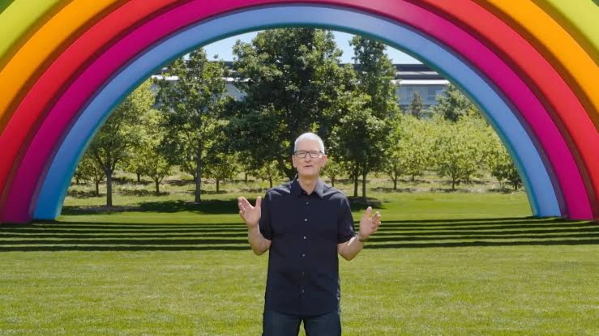 Tim Cook Marks His Final Day As Apple CEO 3 tim cook apple campus rainbow