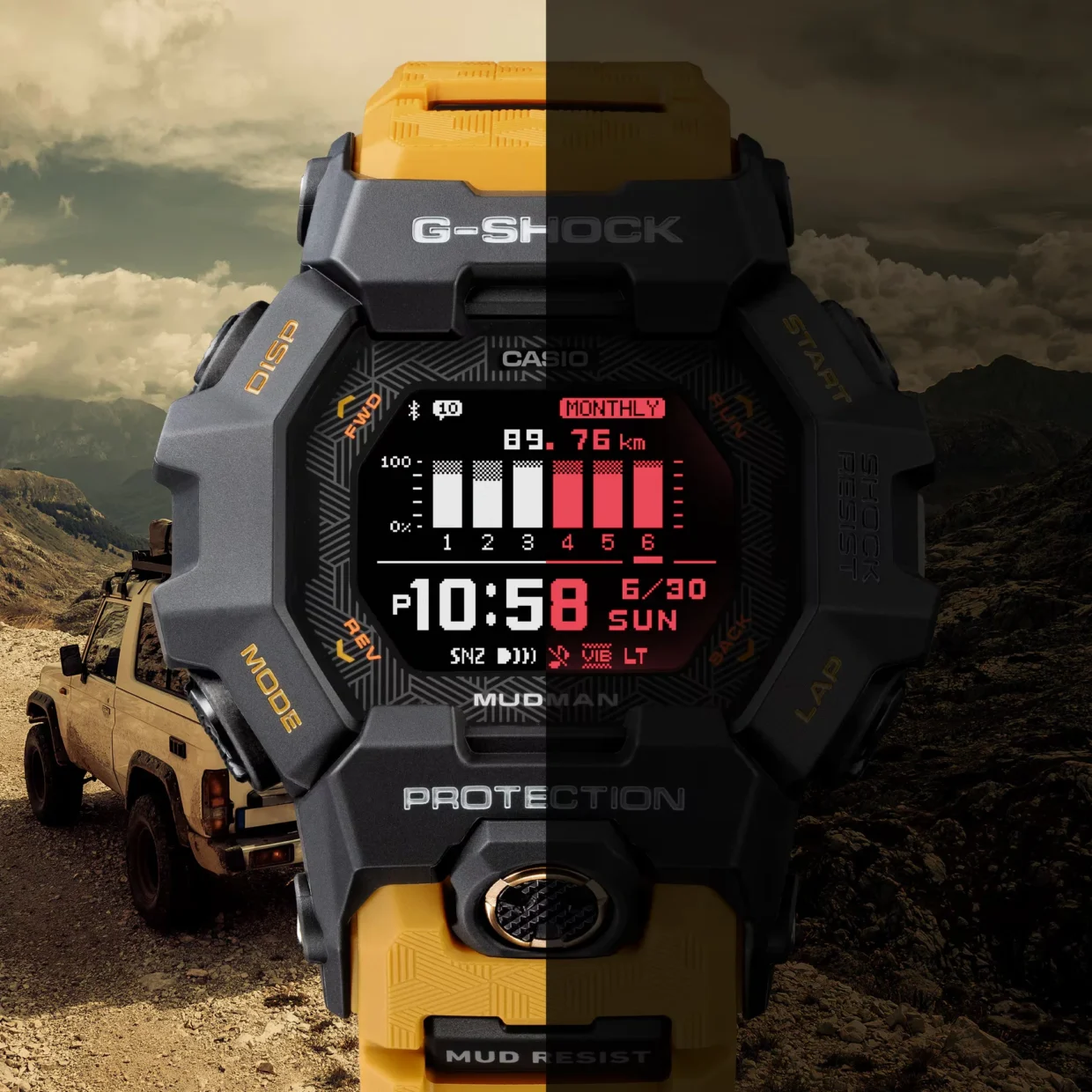 Casio Announces G-Shock Mudman GDG-B100; Features MIP LCD, Light Fitness Tracking 5 Casio G-Shock Mudman GDG-B100 red LED