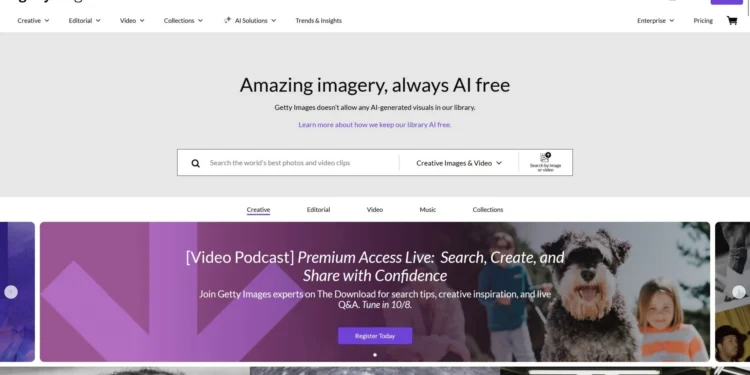 Getty Images home