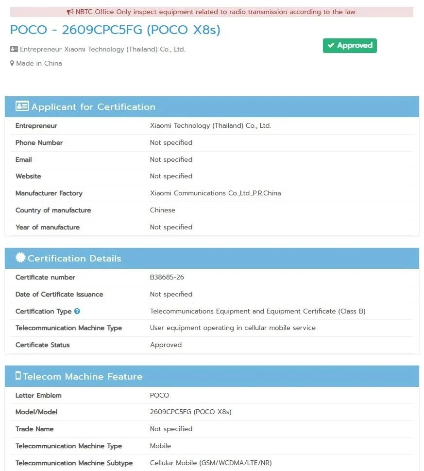 POCO X8s Appears In International Databases