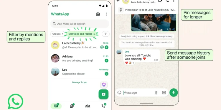 WhatsApp pin forever. group message filter