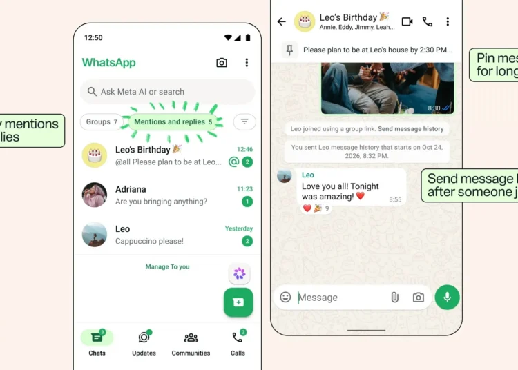 WhatsApp pin forever. group message filter