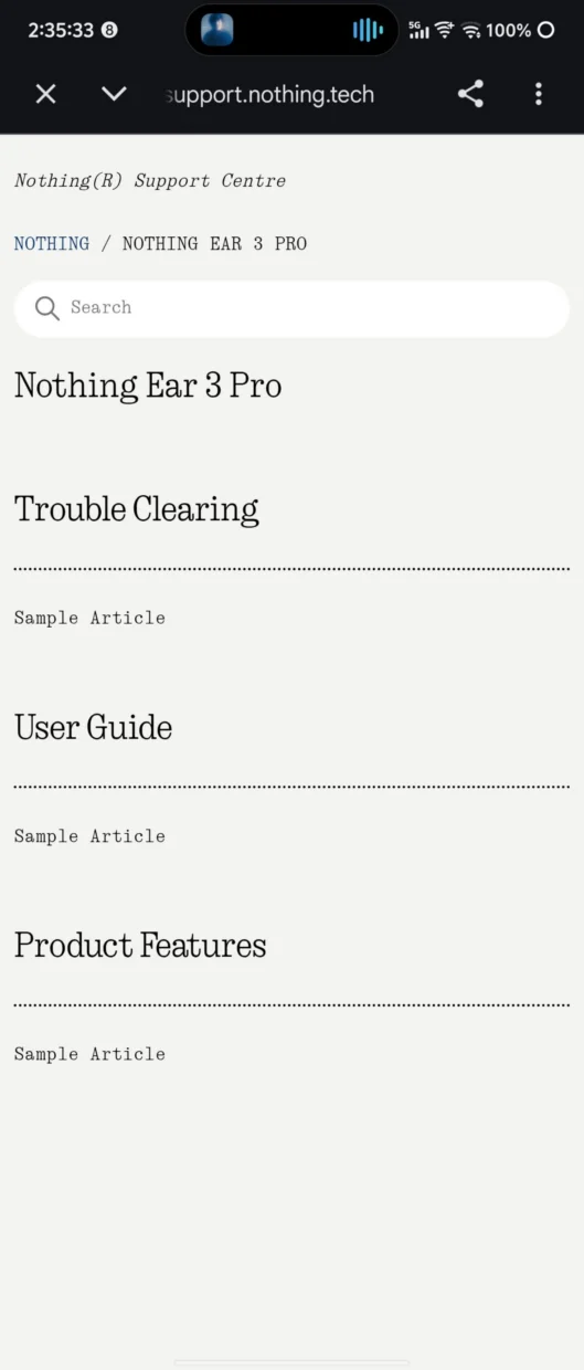 Nothing Ear (3) Pro support page