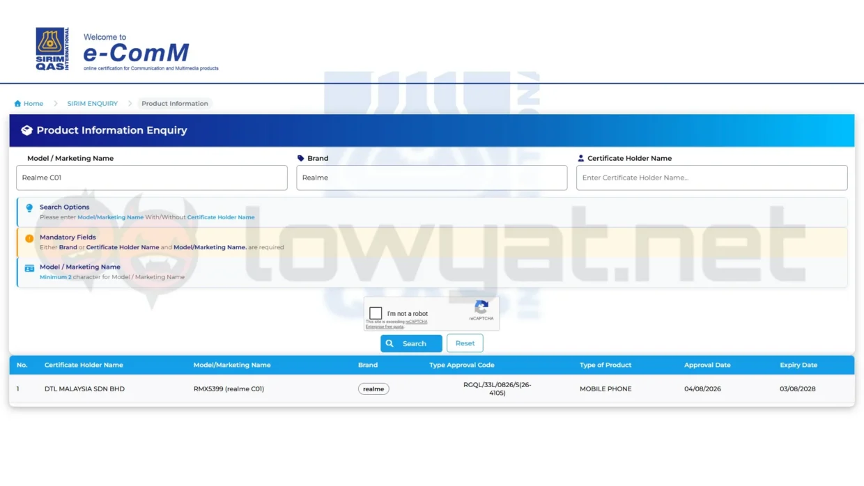 realme C01 Appears Online