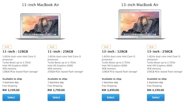 MacBook Air Malaysia 2015 Price