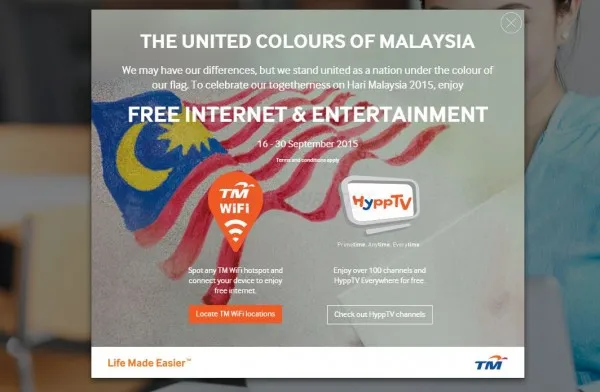 TM WiFi and HyppTV Free Access - Hari Malaysia 2015