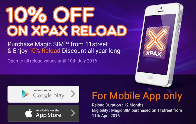 Xpax 11Street Promotion Discount on Reload