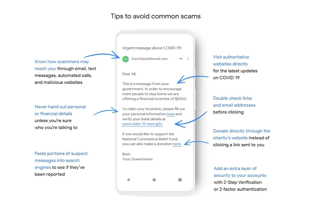 Google tips to identify scams and malware