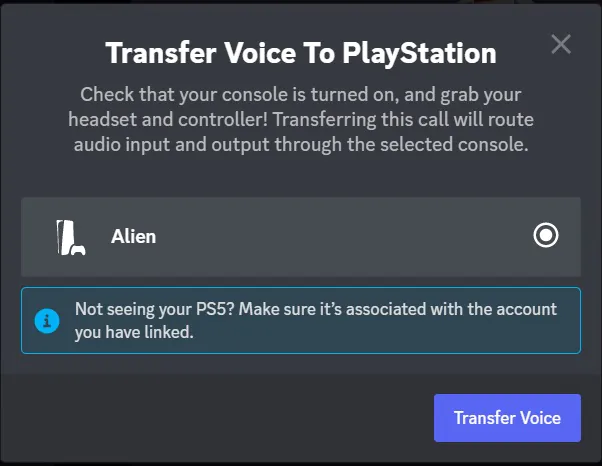 Discord sound PS5