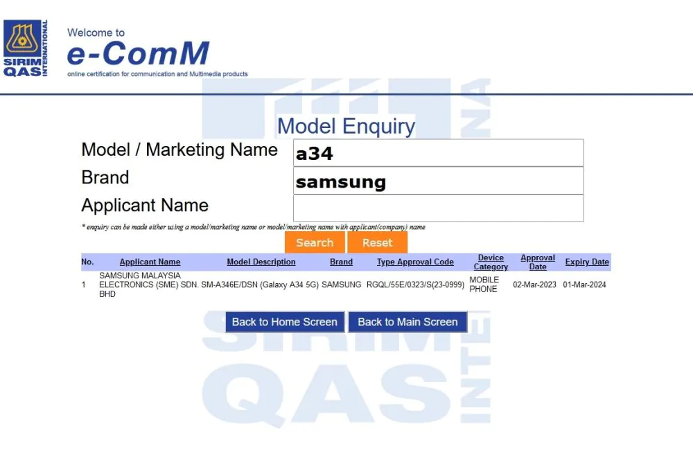 Samsung Galaxy A34 SIRIM