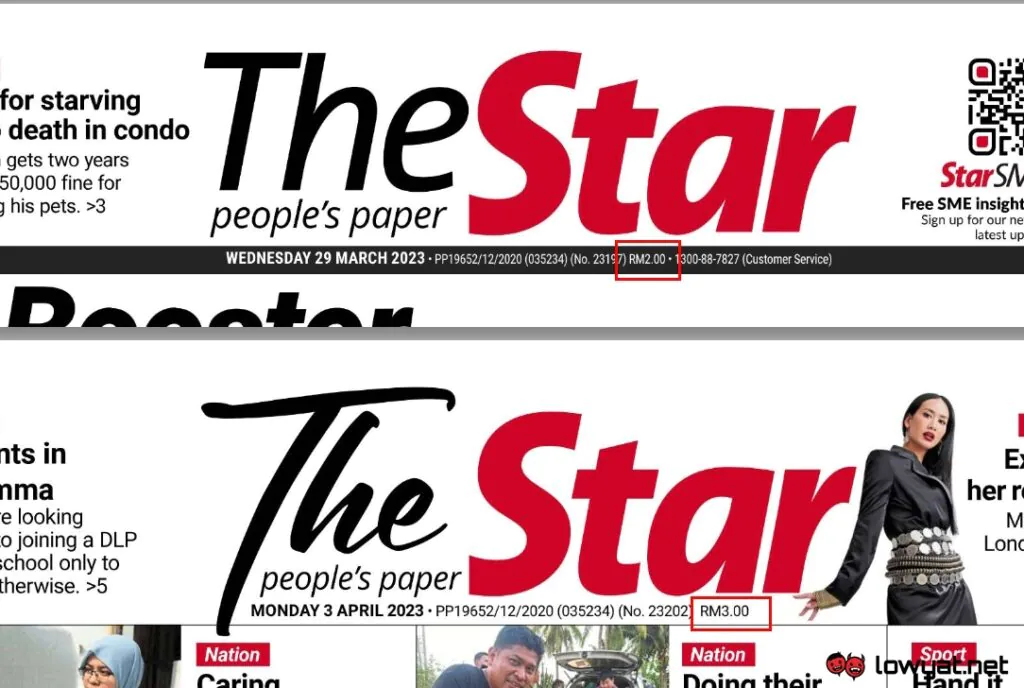 The Star Menaikkan Harga Koran Fisiknya Sebesar 50 Persen